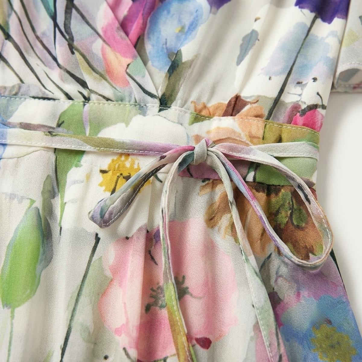 Floral V Neck Midi Dress
