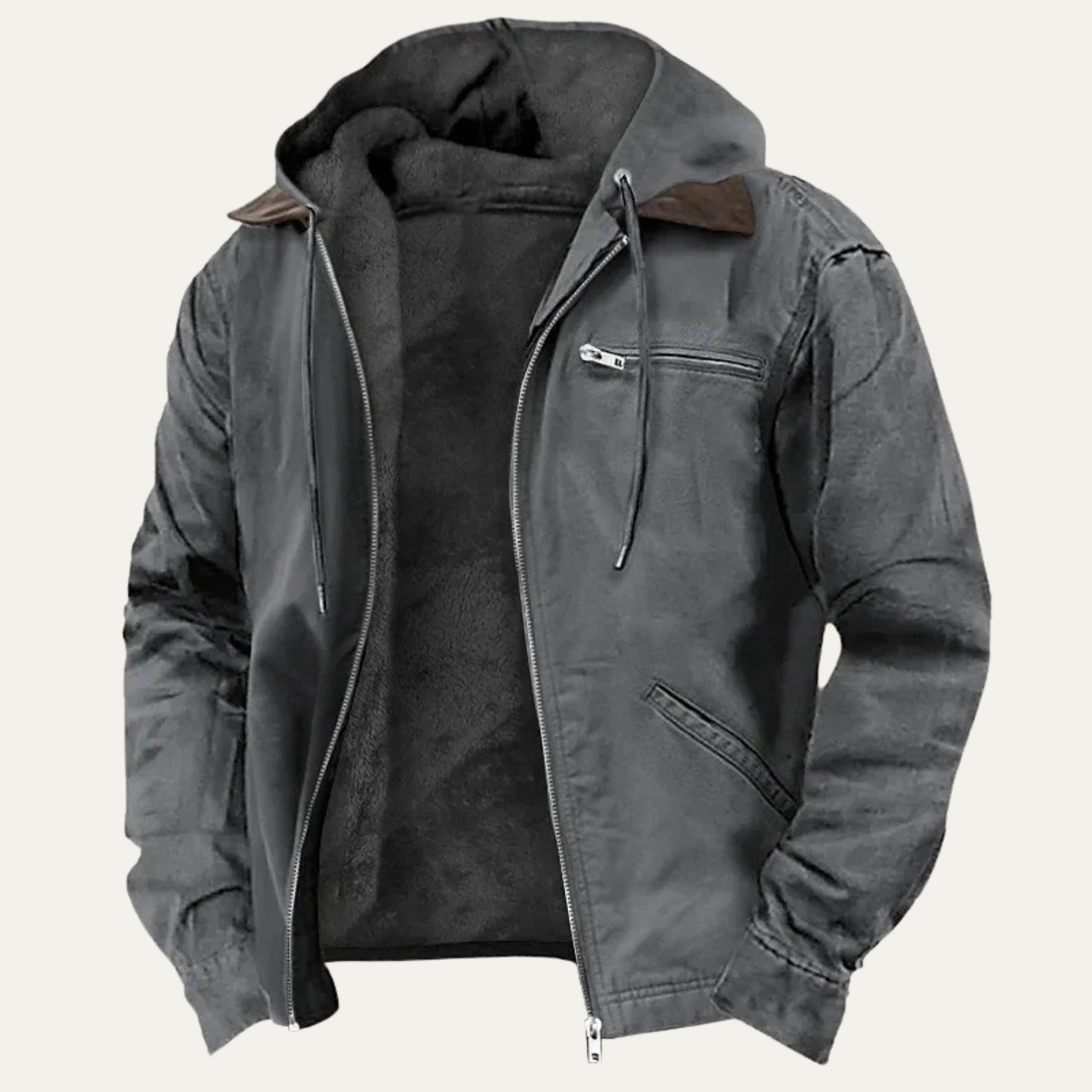 Men's Windbreaker Fleece Lined Hooded Jacket