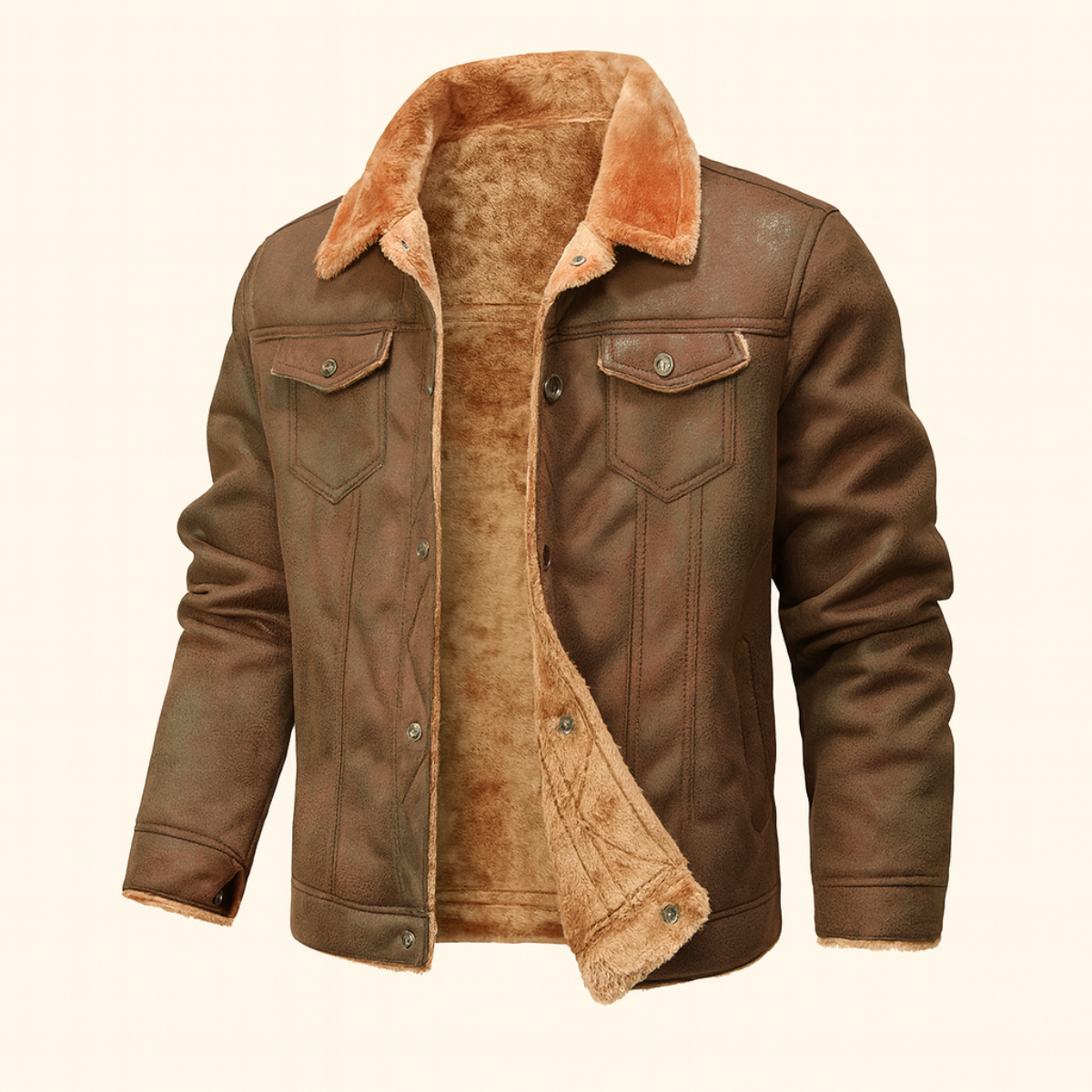 The Wrexham Men’s Shearling Vintage Faux Leather Jacket