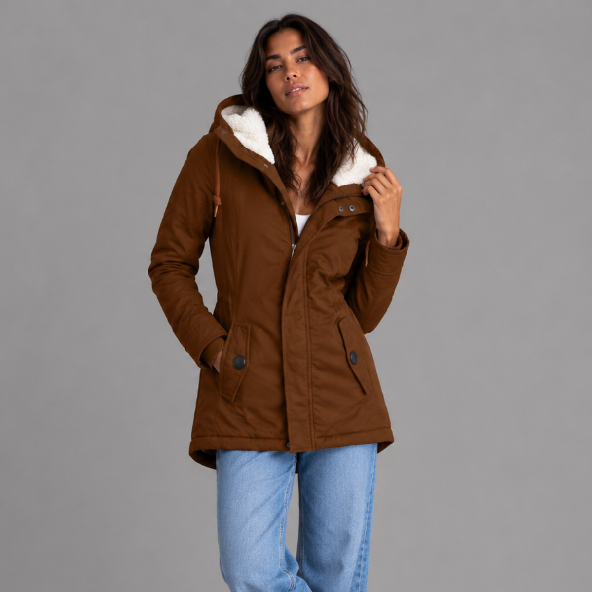 Women's Fur Hooded Winter Parka – Warm Fleece Lined Jacket