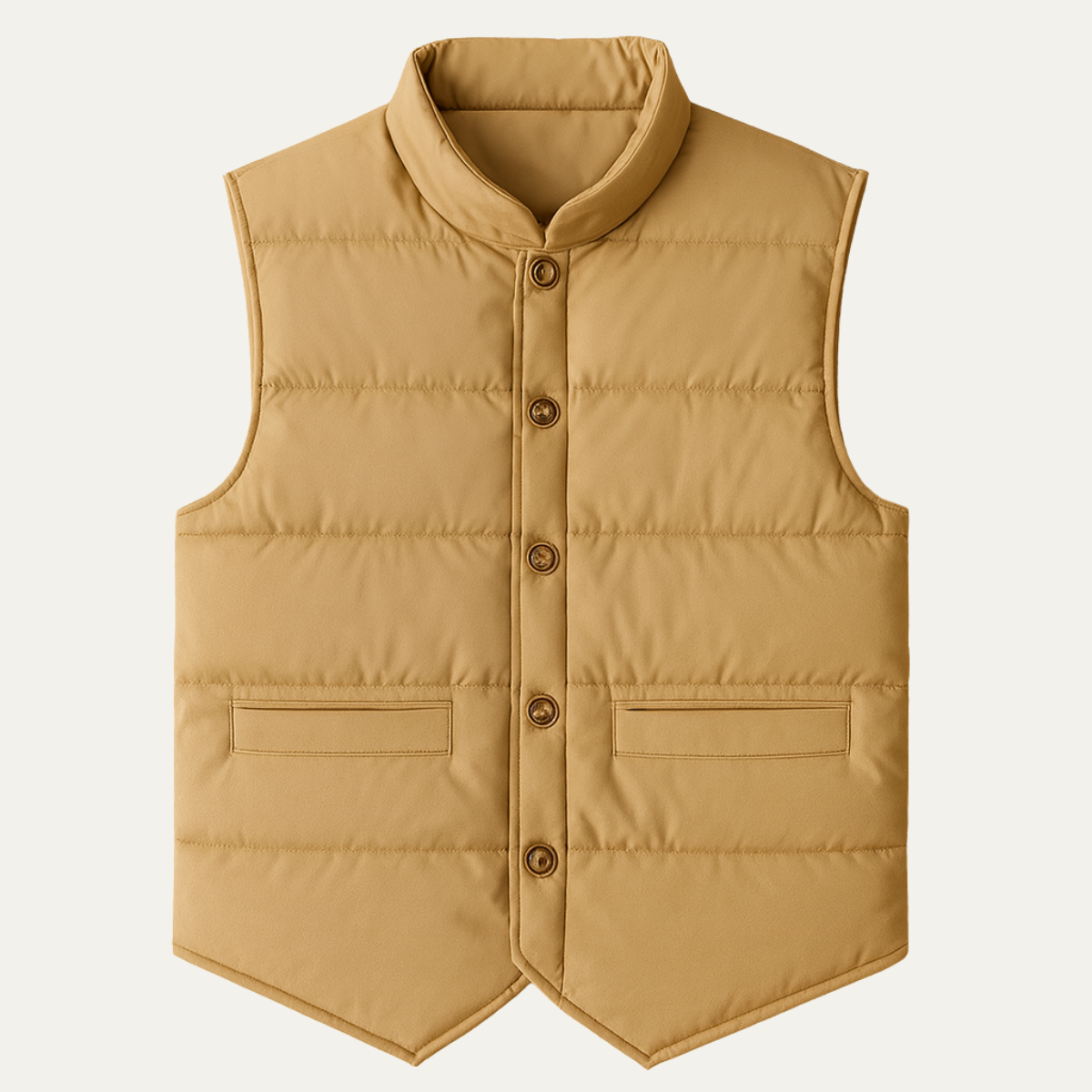 The Beaumont Men’s Beige Quilted Vest – Slim Fit Padded Luxury Vest
