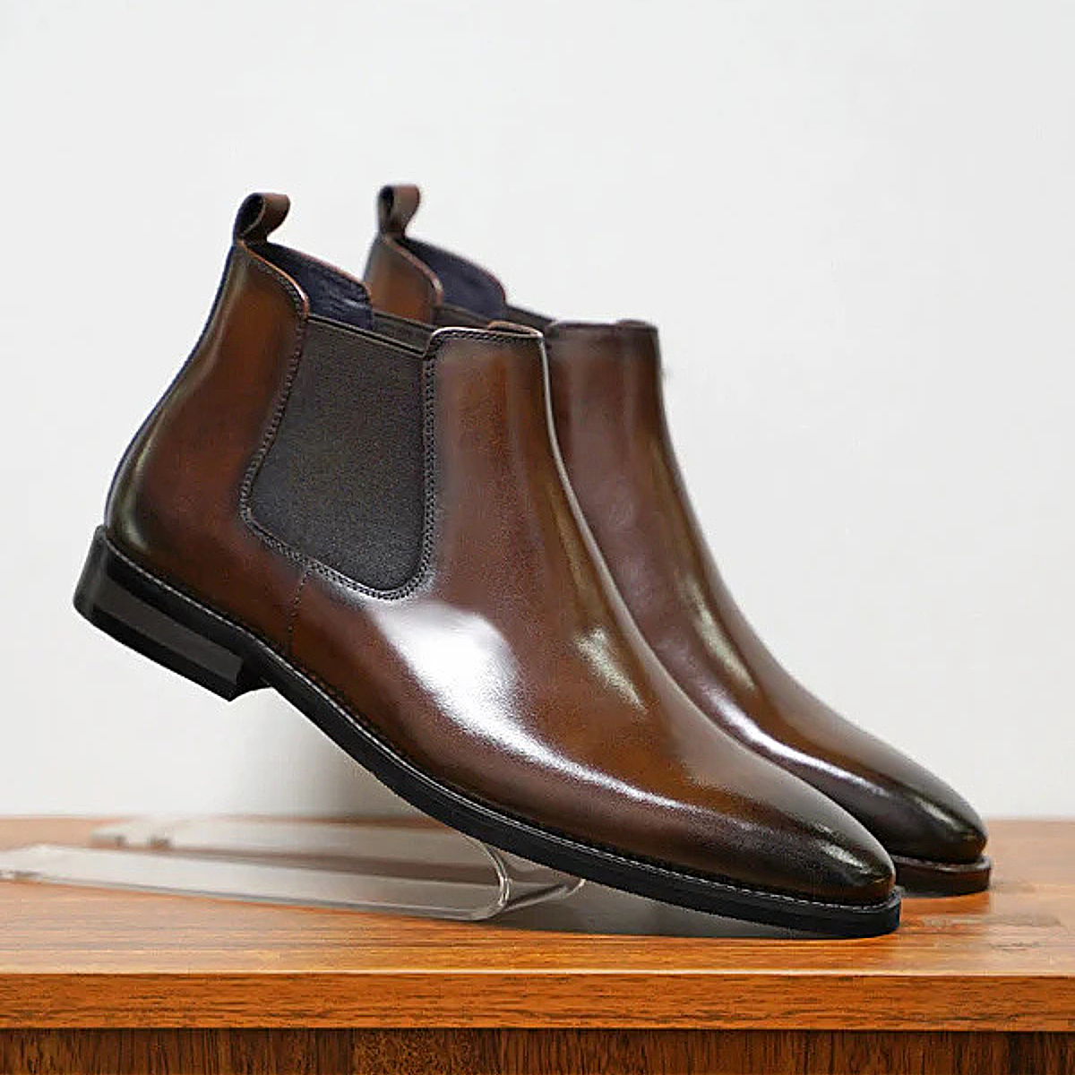 The Hawthorne Sleek Slip On Ankle Leather Dress Boots