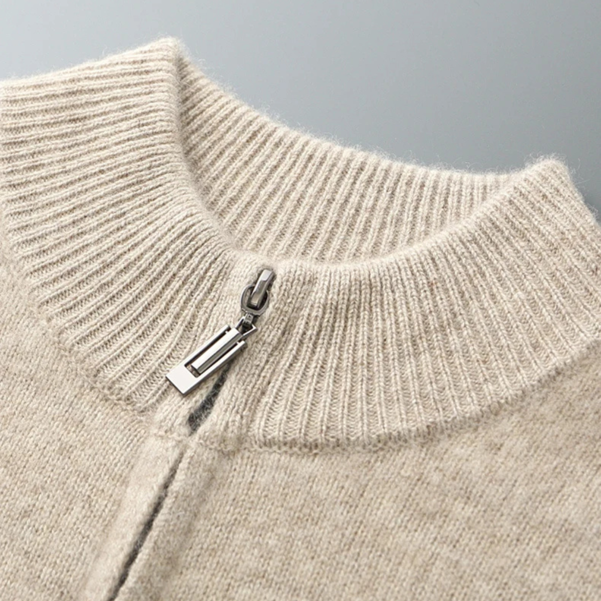 The Maplecrest Men's Merino Mock Neck Zip Up Cardigan