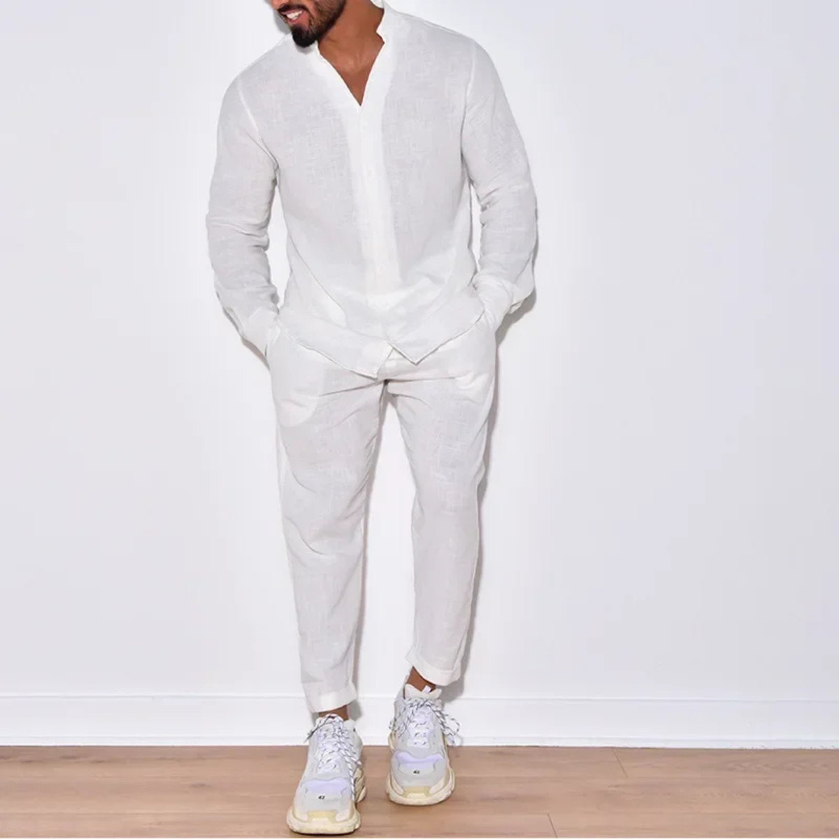 The South Yarra Men’s Casual Long Sleeve Shirt and Pants Set – Two Piece Outfit