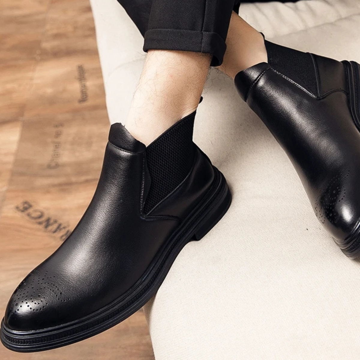 The Summerville Men’s Leather Brogue Detail Smart Casual Ankle Boots