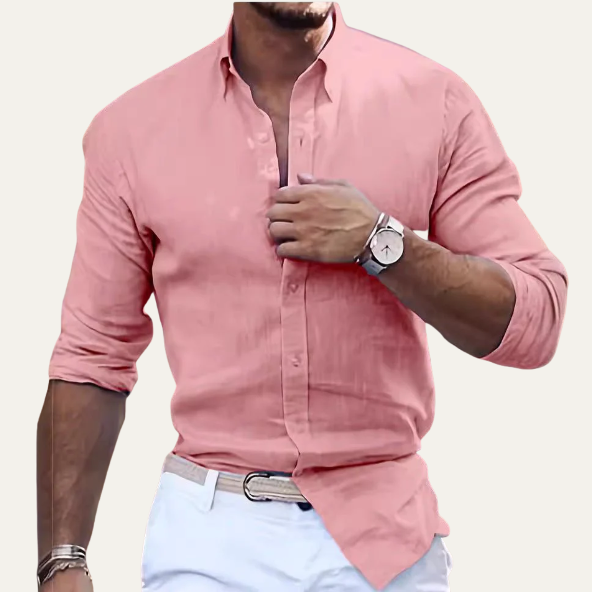 The Cala Luna Men’s Cotton Linen Button Up Beach Shirt