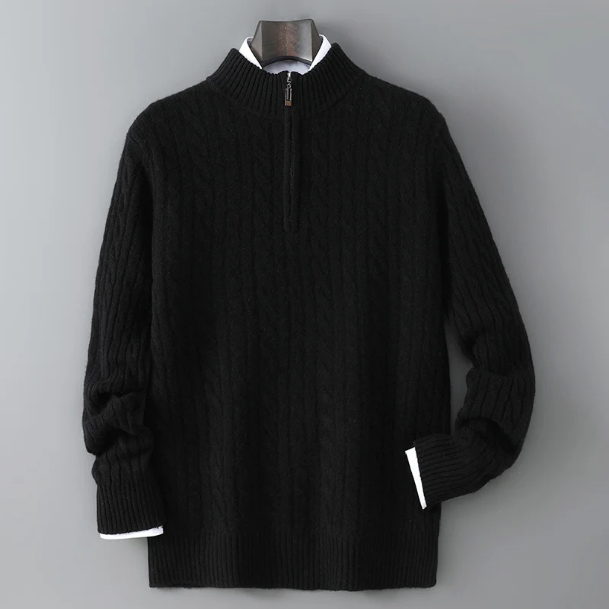 The Pinecrest Men's Warm Mock Neck Winter Knit Half Zip Sweater
