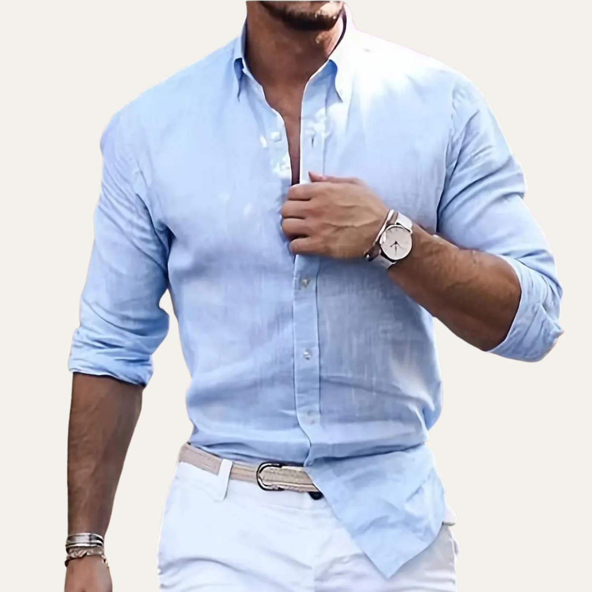 The Cala Luna Men’s Cotton Linen Button Up Beach Shirt