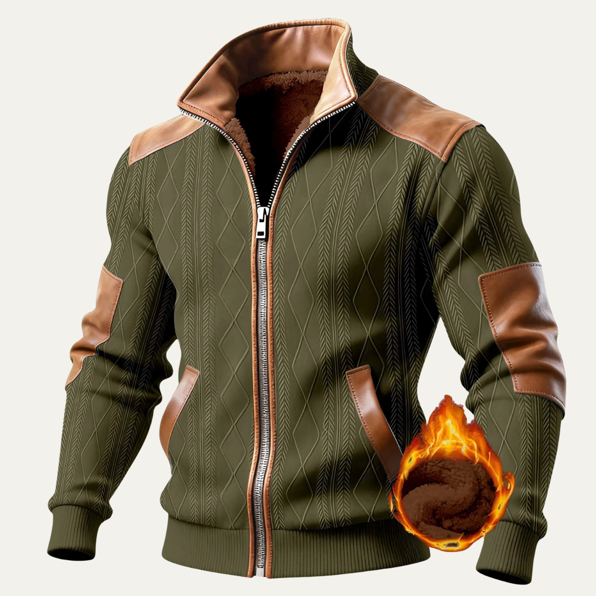 The Silverhill Ridge Men’s Knitted Fleece Lined Warm Zip Up Sweater