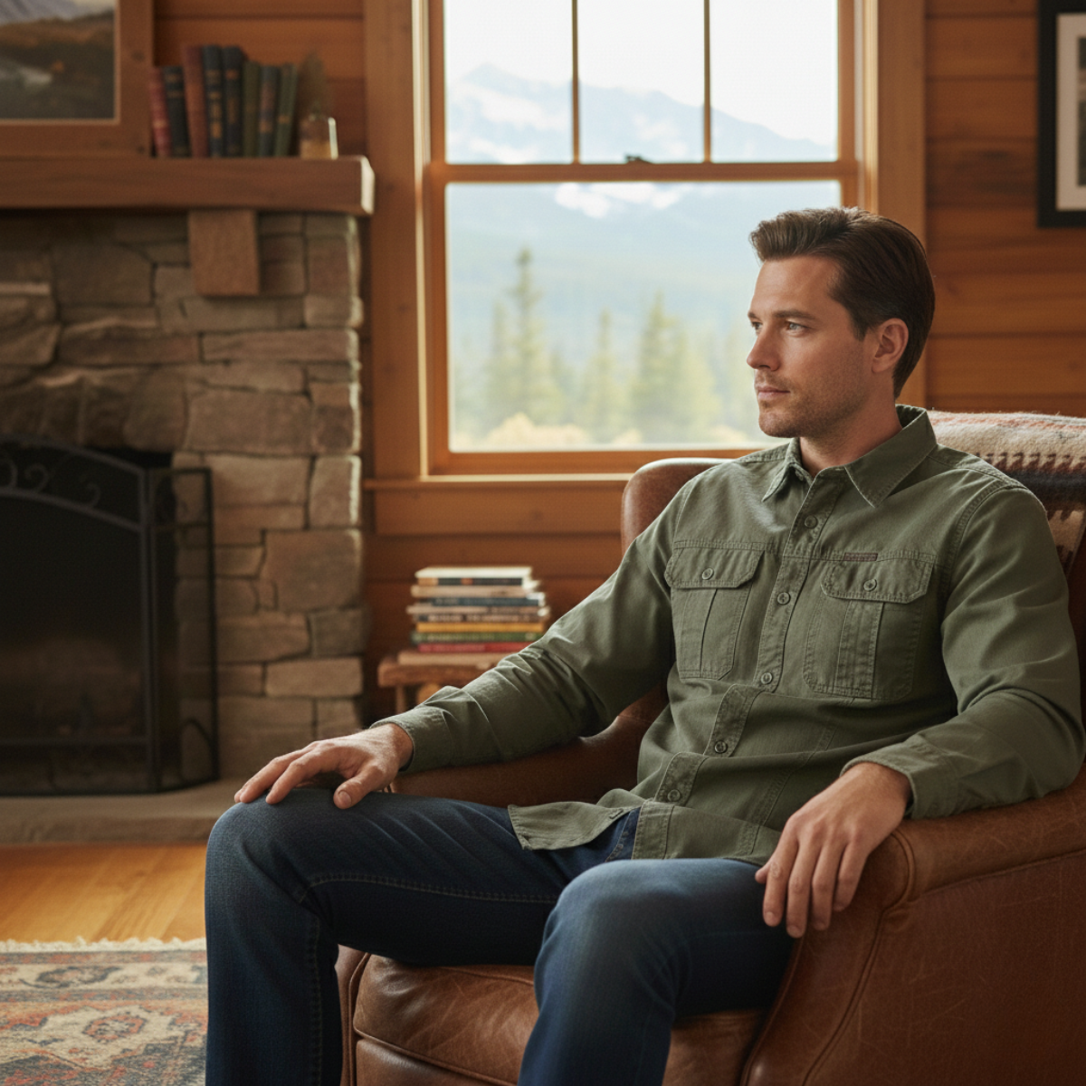 The Ashton Ridge Men’s Solid Color Multi Pocket Cotton Cargo Shirt