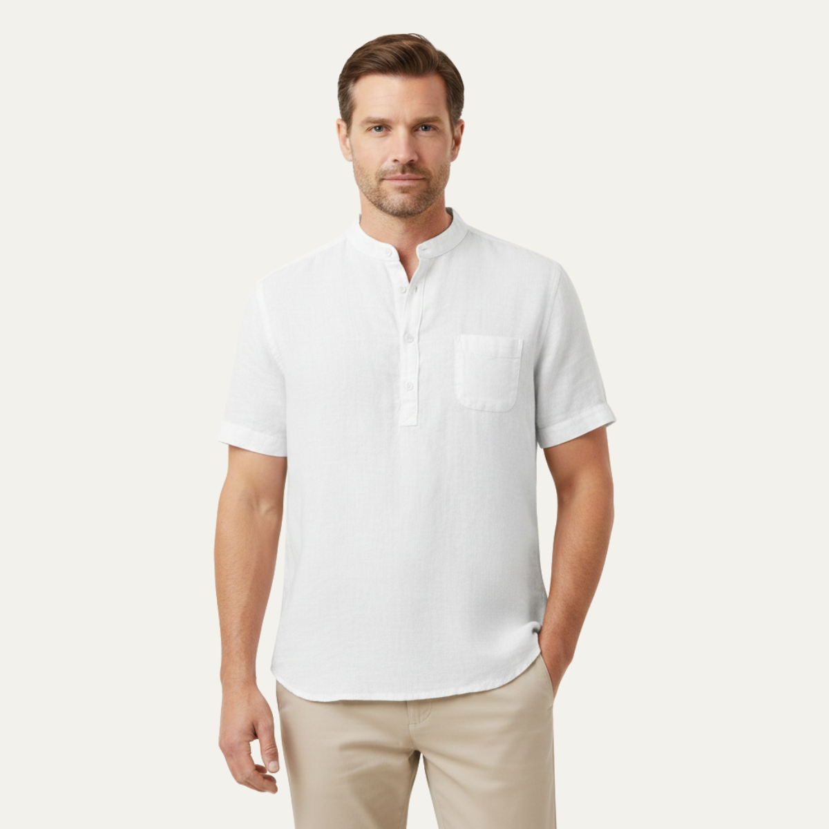 The Aberdeen Men’s Trendy Cotton Linen Henley Shirt