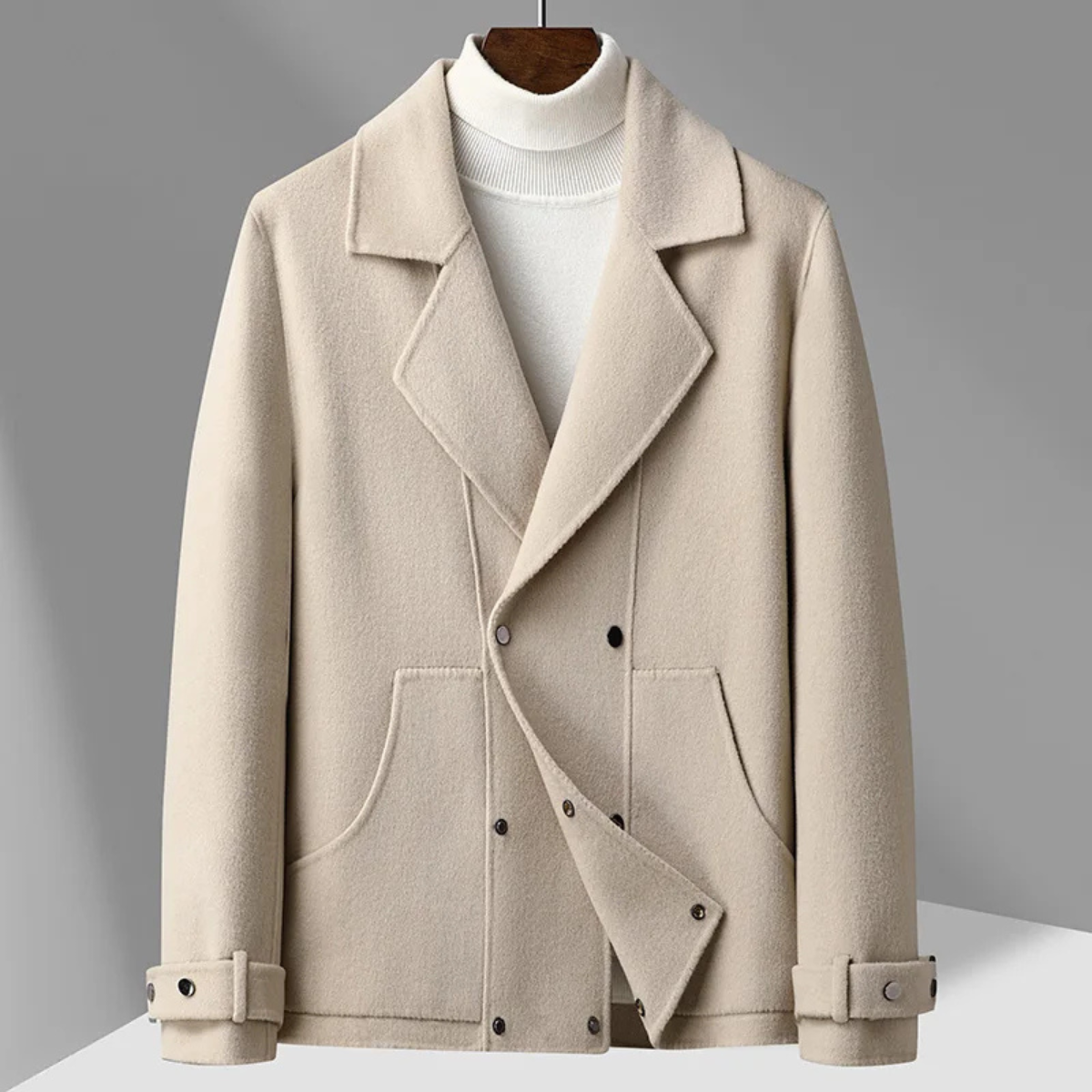 The Coventry Men’s Wool Blend Double Breasted Lapel Peacoat
