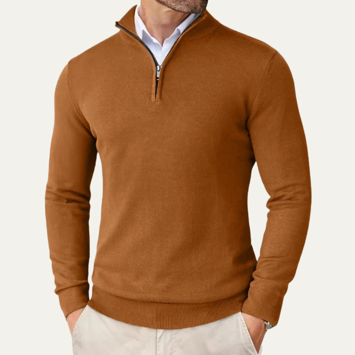 The Elmwood Men's Quarter Zip Knitted Mock Neck Sweater