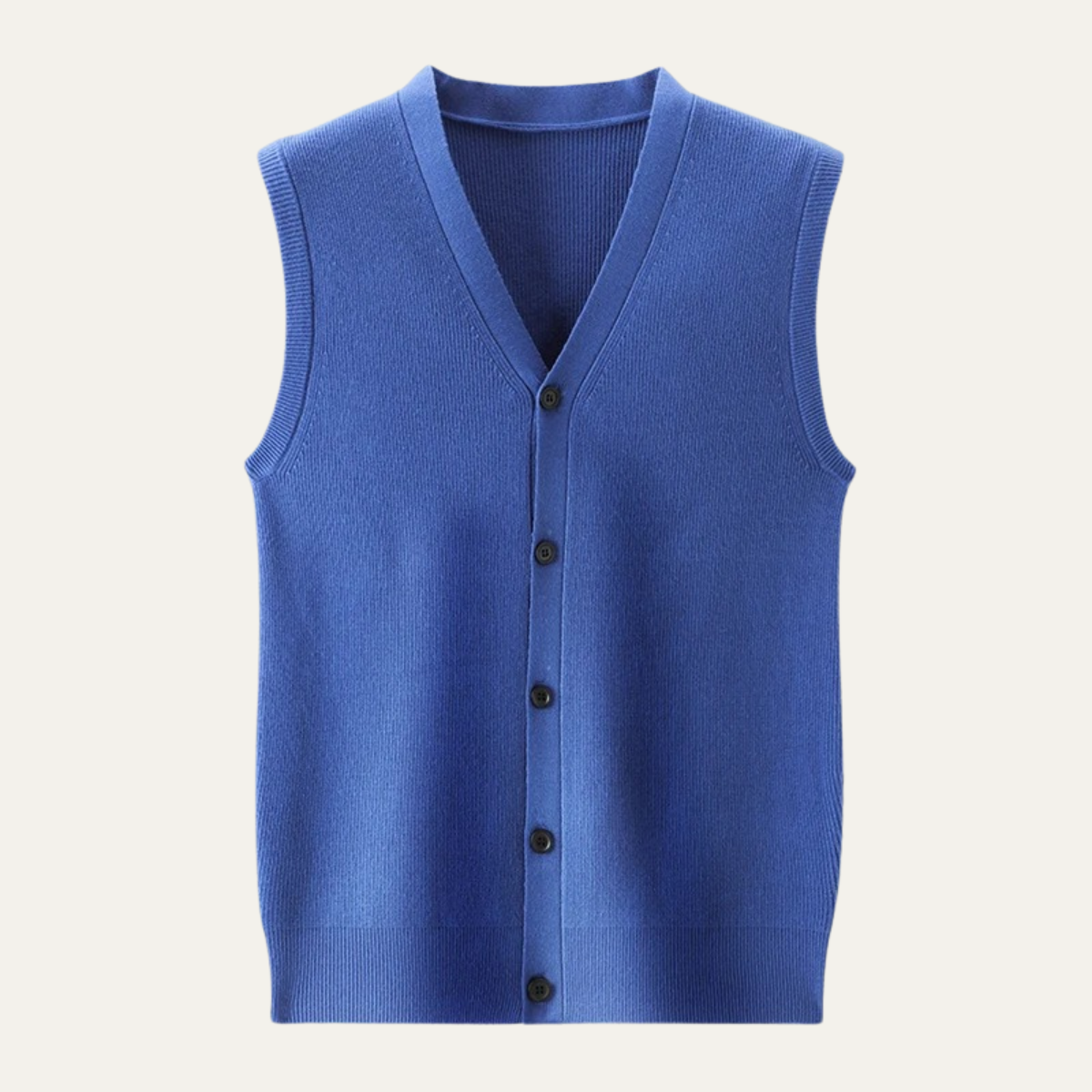 Men's Sweater Vest Blue Button Up V Neck
