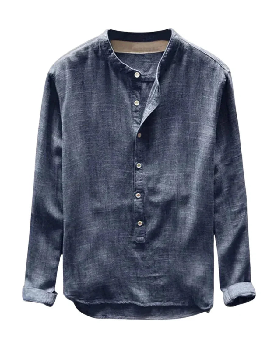 The Brooklyn Men's Vintage Collar Linen Henley Shirt