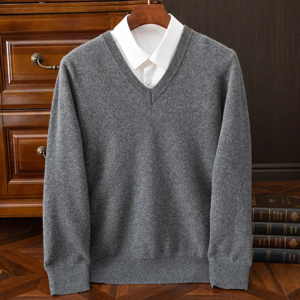 The Linfield Men's Soft Warm Knit V Neck Sweater