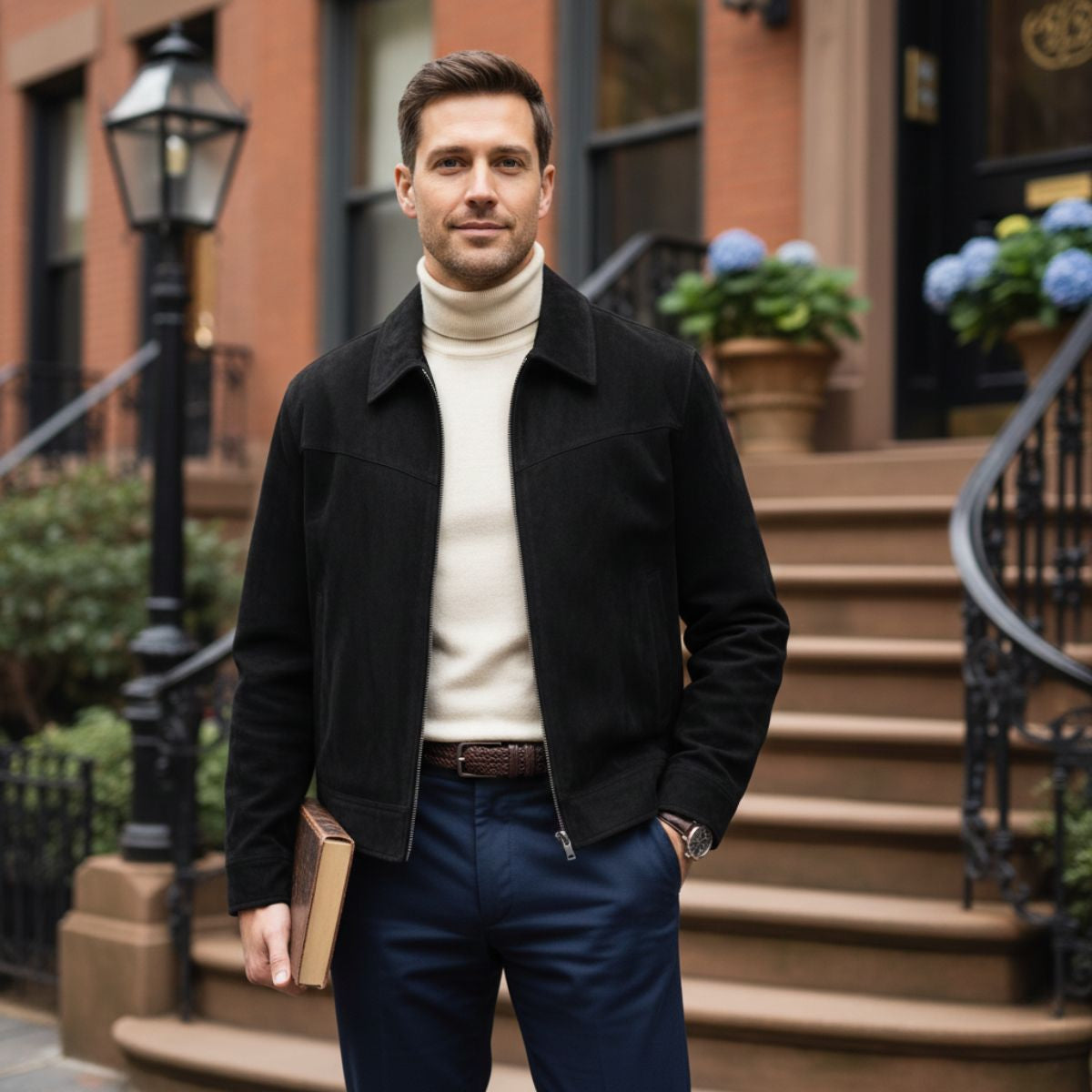 The Madrid Suede Leather Jacket – Men’s Classic Bomber Style