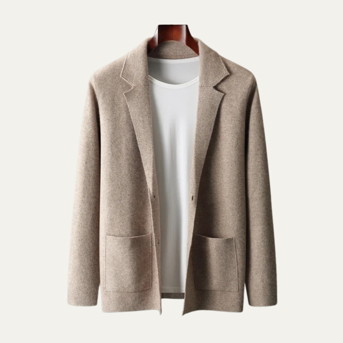 The Salerno Men’s Casual Knit Open Front Wool Blazer Cardigan