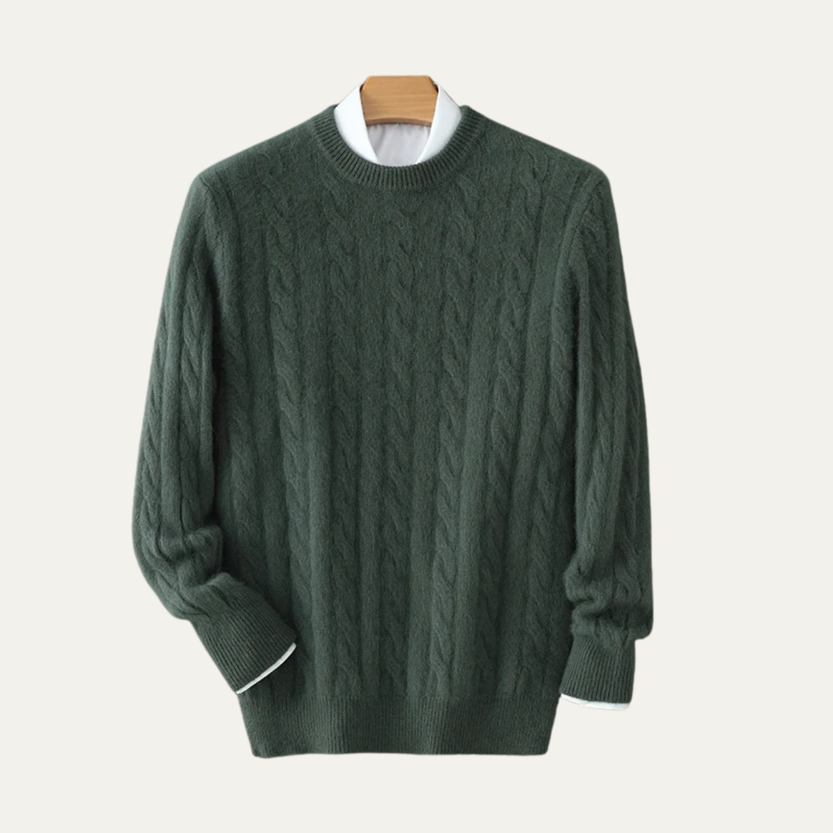 The Bari Men’s Cable Knit Crewneck Sweater