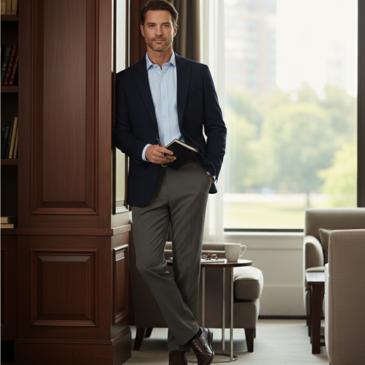 The Montfield Men’s Double Pleated High Waist Straight Leg Pants