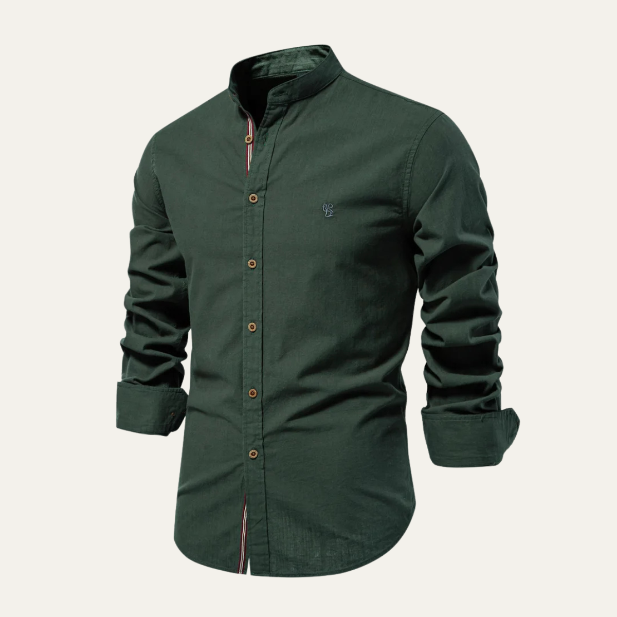 The Brookline Men’s Casual Slim Fit Stand Collar Cotton Shirt