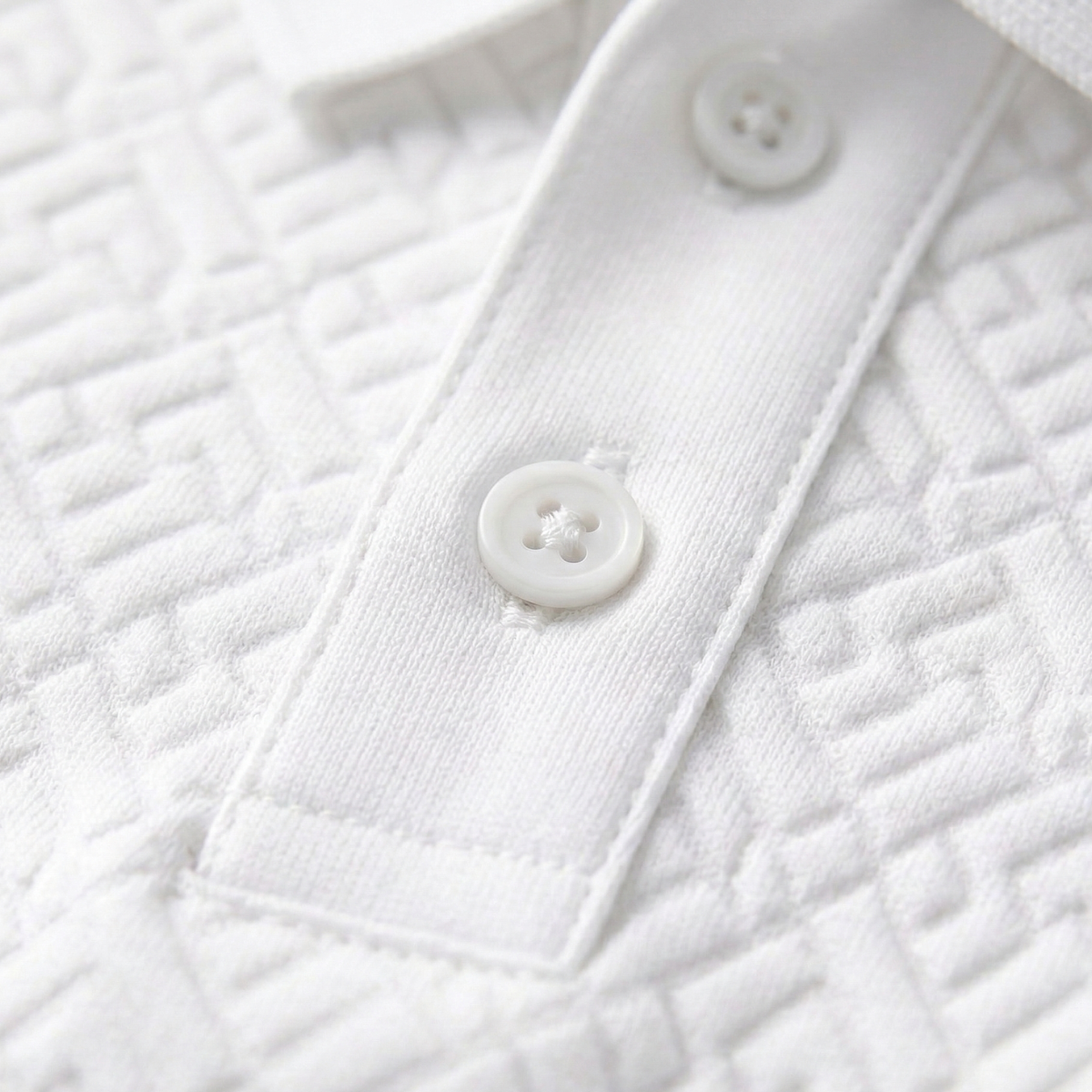The Willowcrest Hill Men’s White Textured Elegant Polo Shirt