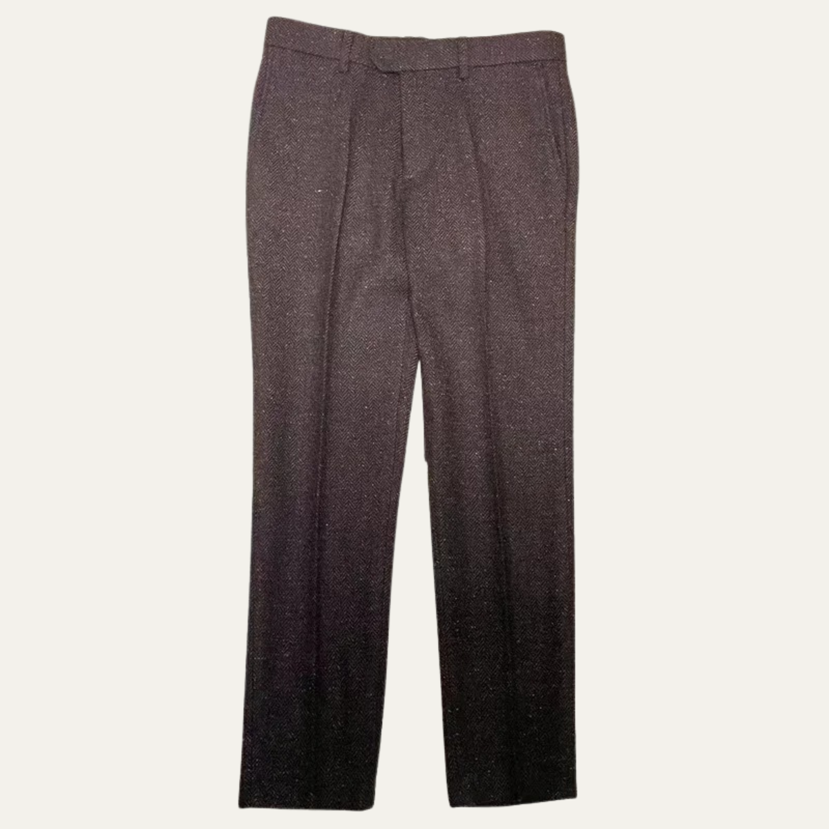 The Bridgecrest Men’s High Waisted Herringbone Retro Tweed Wool Pants