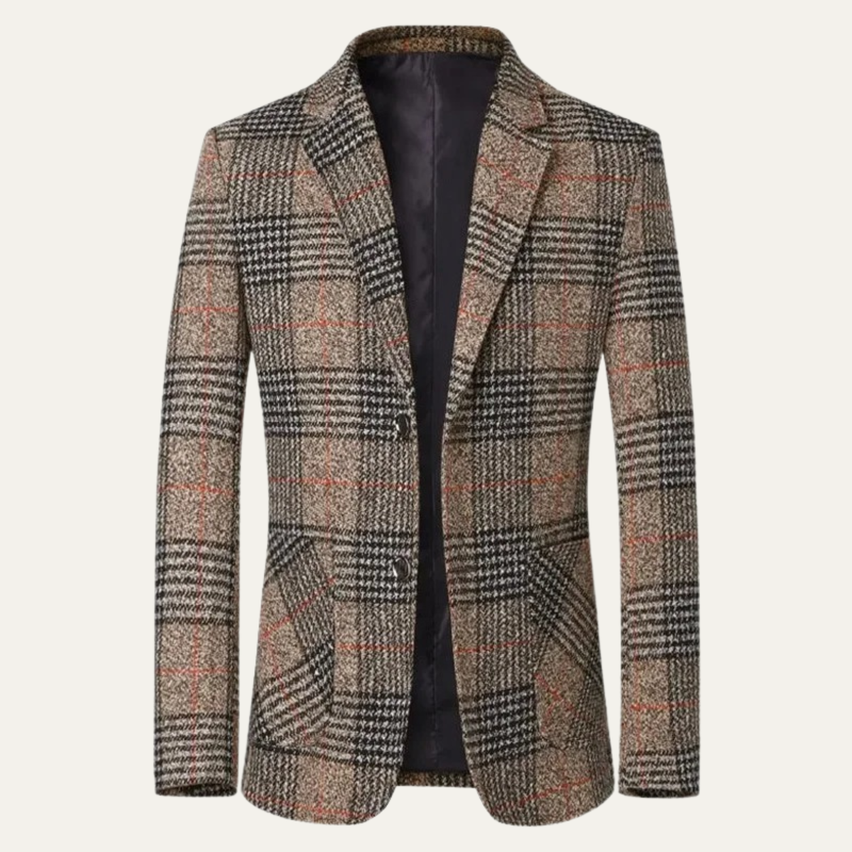 The Monopoli Men’s Slim Fit Check Plaid Tweed Blazer Suit - Wedding Guest