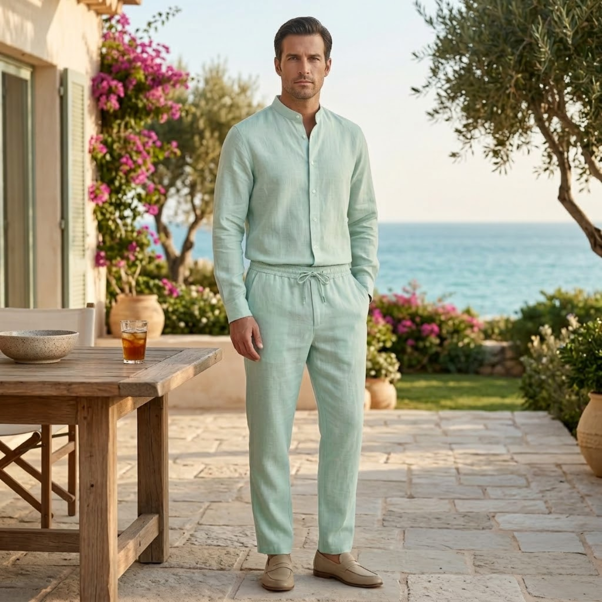 The Cedarbrook Men’s Trendy Cotton Linen Set – Shirt & Pants