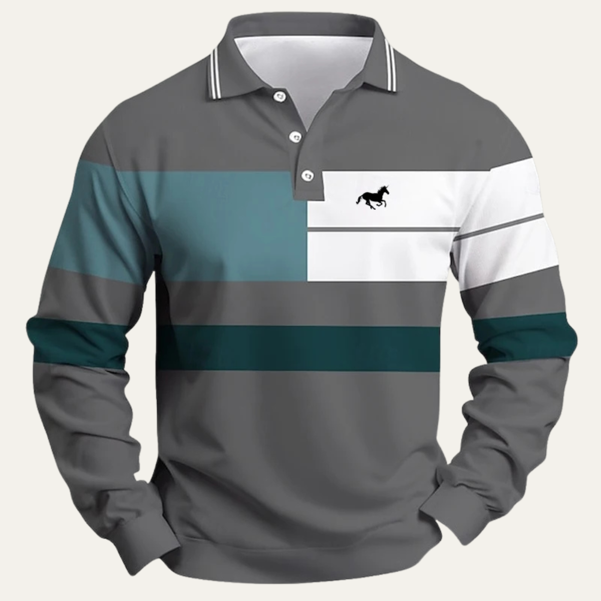 The Dolomiti Men’s Color Block Striped Long Sleeve Polo Shirt