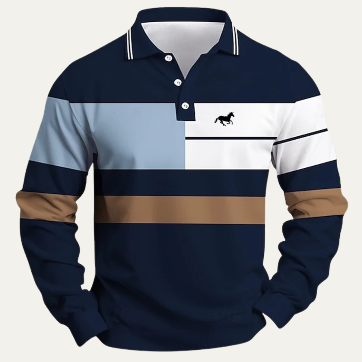 The Dolomiti Men’s Color Block Striped Long Sleeve Polo Shirt