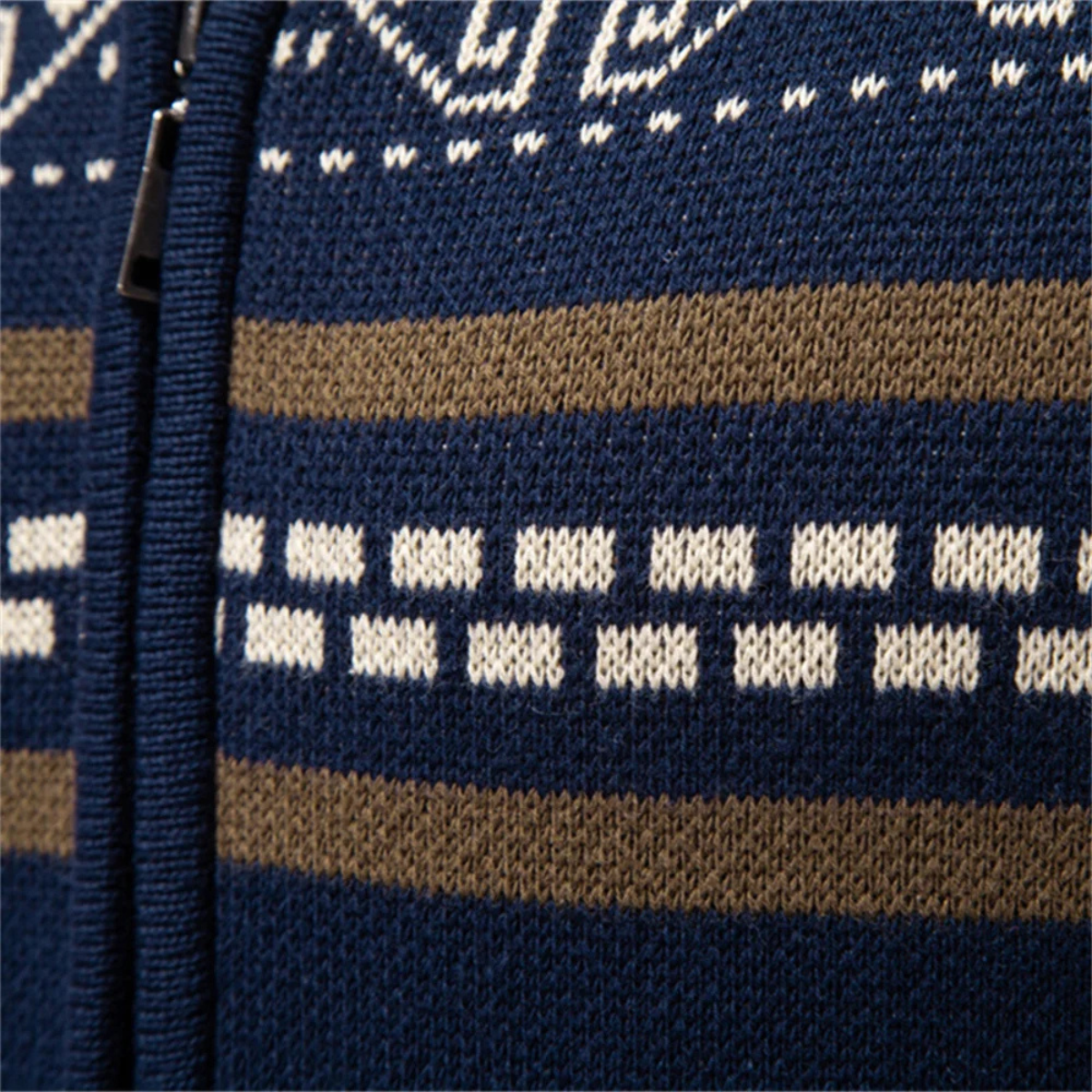 The Chepstow Men's Patterned Knit Zip Up Cotton Winter Cardigan