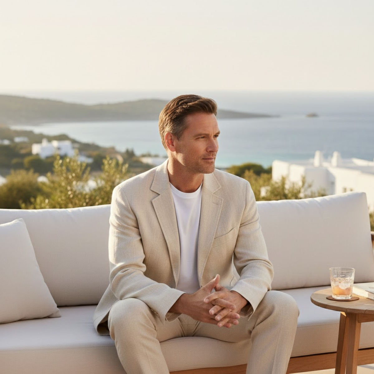 The Elmstead Men’s Men’s olid Color Casual Linen Blazer