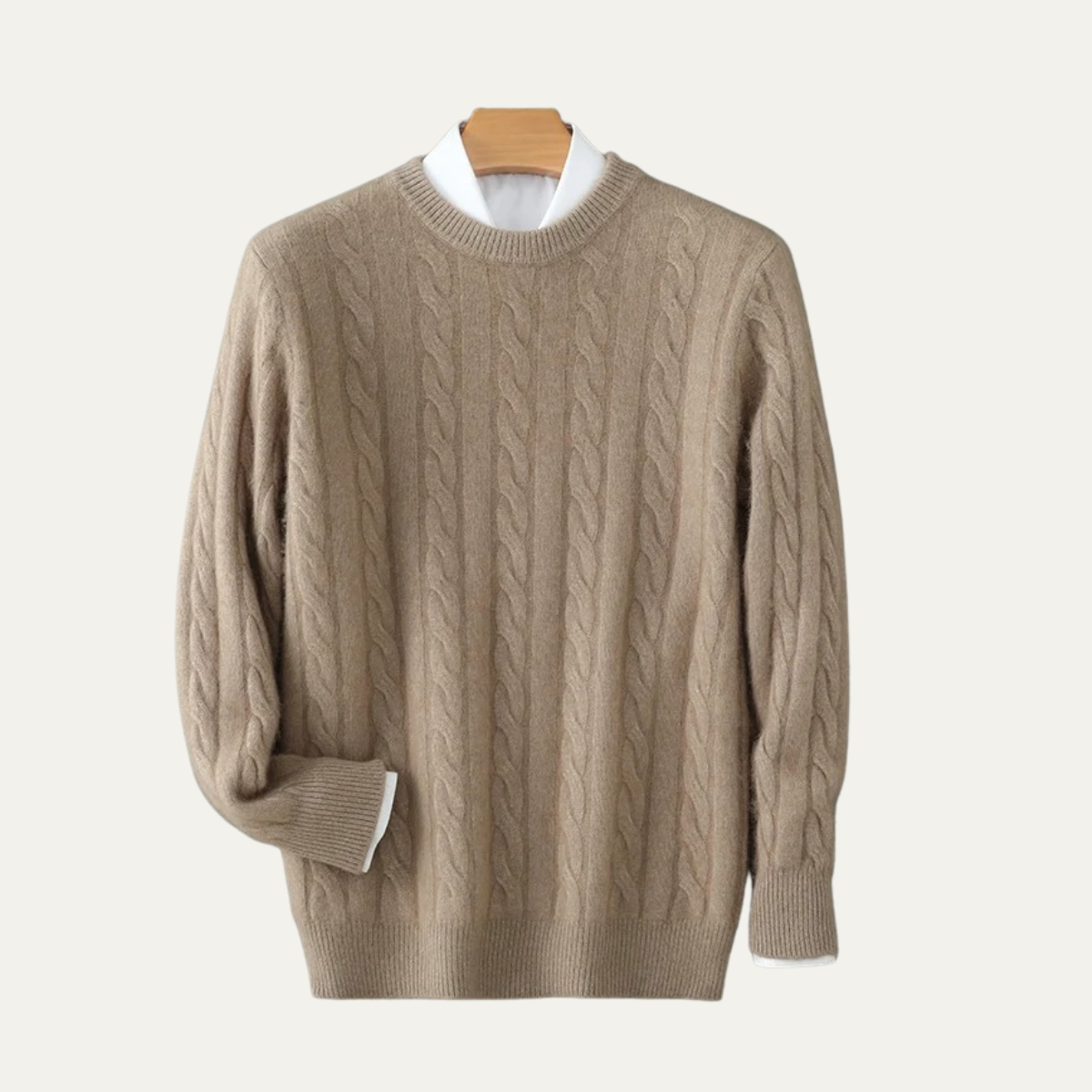 The Bari Men’s Cable Knit Crewneck Sweater