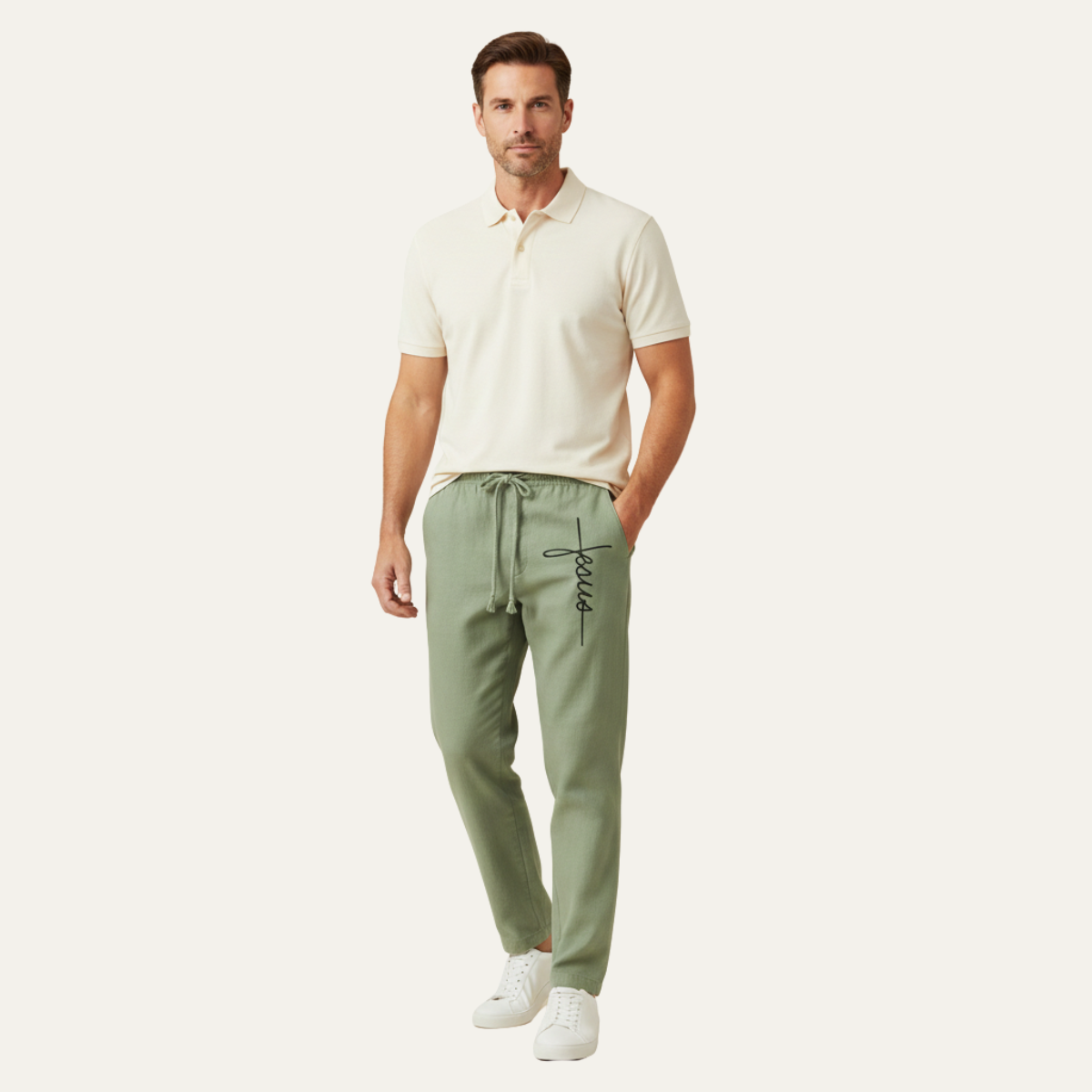The Cedarbrook Men’s Breathable Relaxed Fit Linen Wide Leg Drawstring Pants