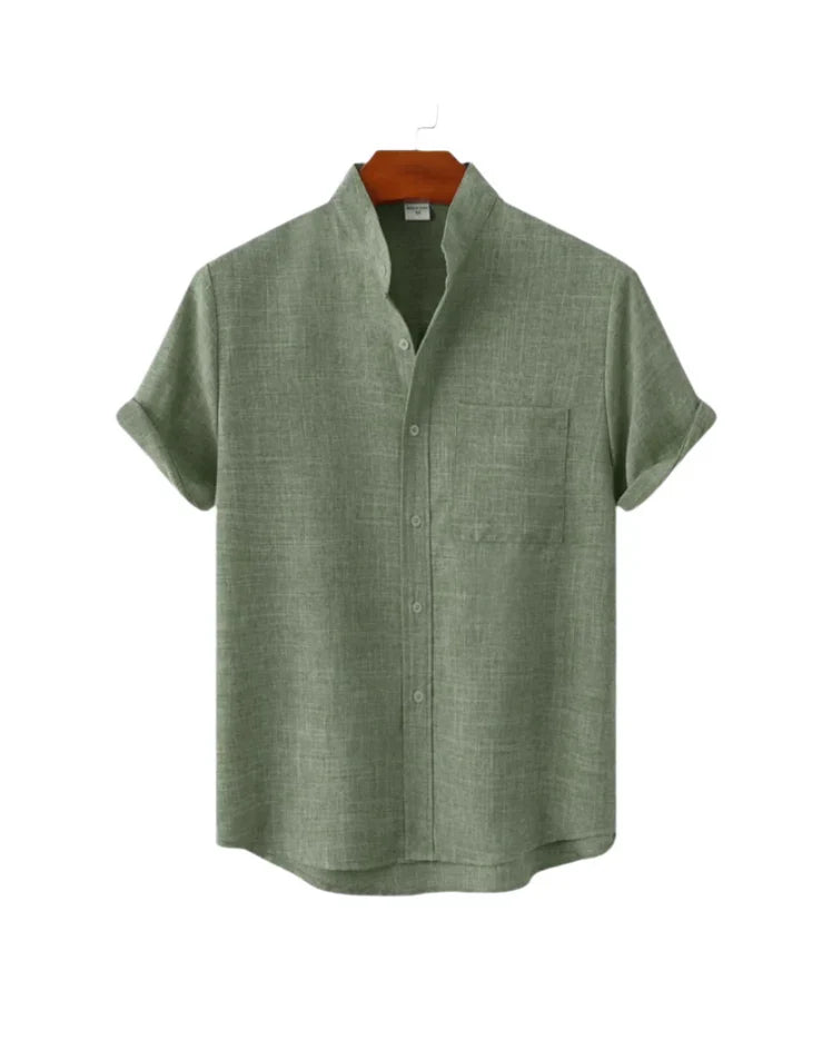 The Hamptons Men's Short Sleeve Collar Linen Shirt
