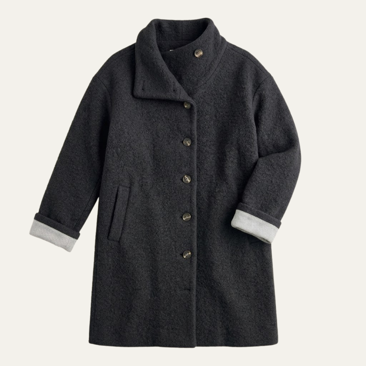 Women's Hooded Wool Coat – Casual Long Button Winter Jacket