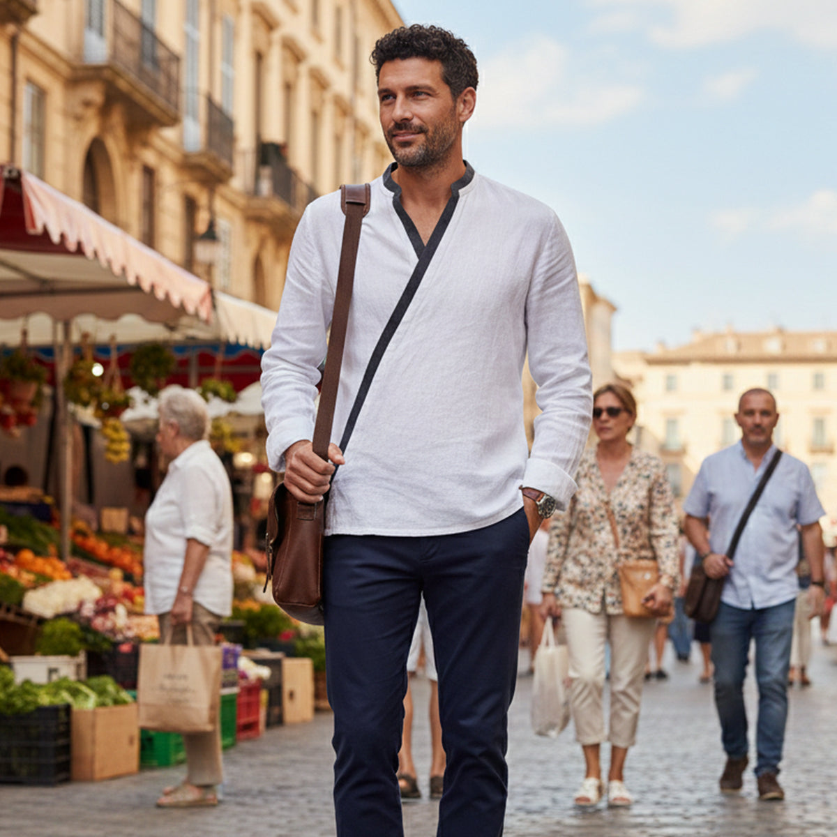 The Toulouse Men’s Lightweight V Neck Buttonless Shirt