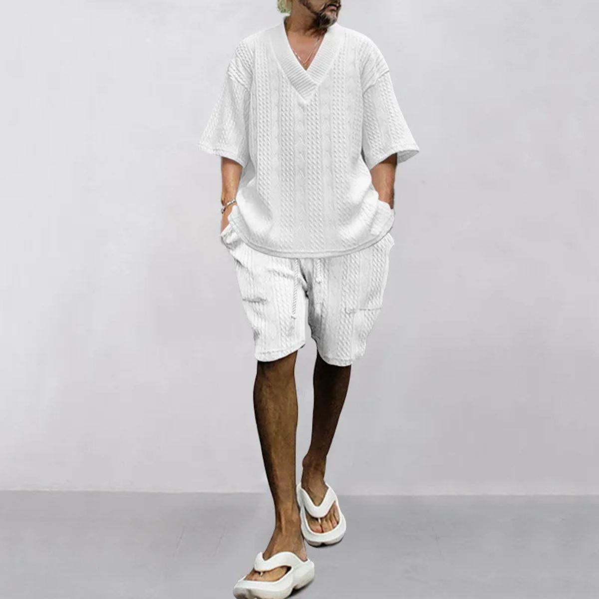 The Glenhurst Ridge Men’s Breathable Summer Knitted Set – Polo Shirt & Short