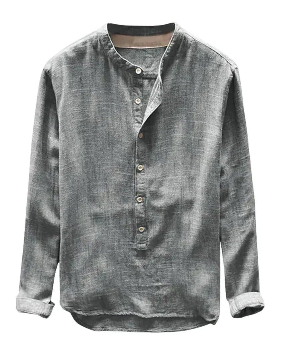 The Brooklyn Men's Vintage Collar Linen Henley Shirt