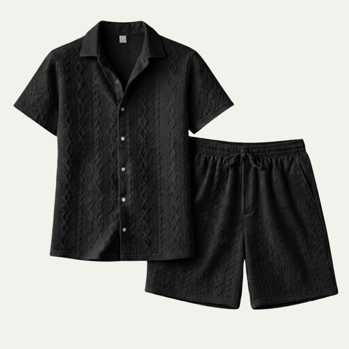 The Meadowridge Men’s Textured Summer Co Ord Set Shirt & Shorts