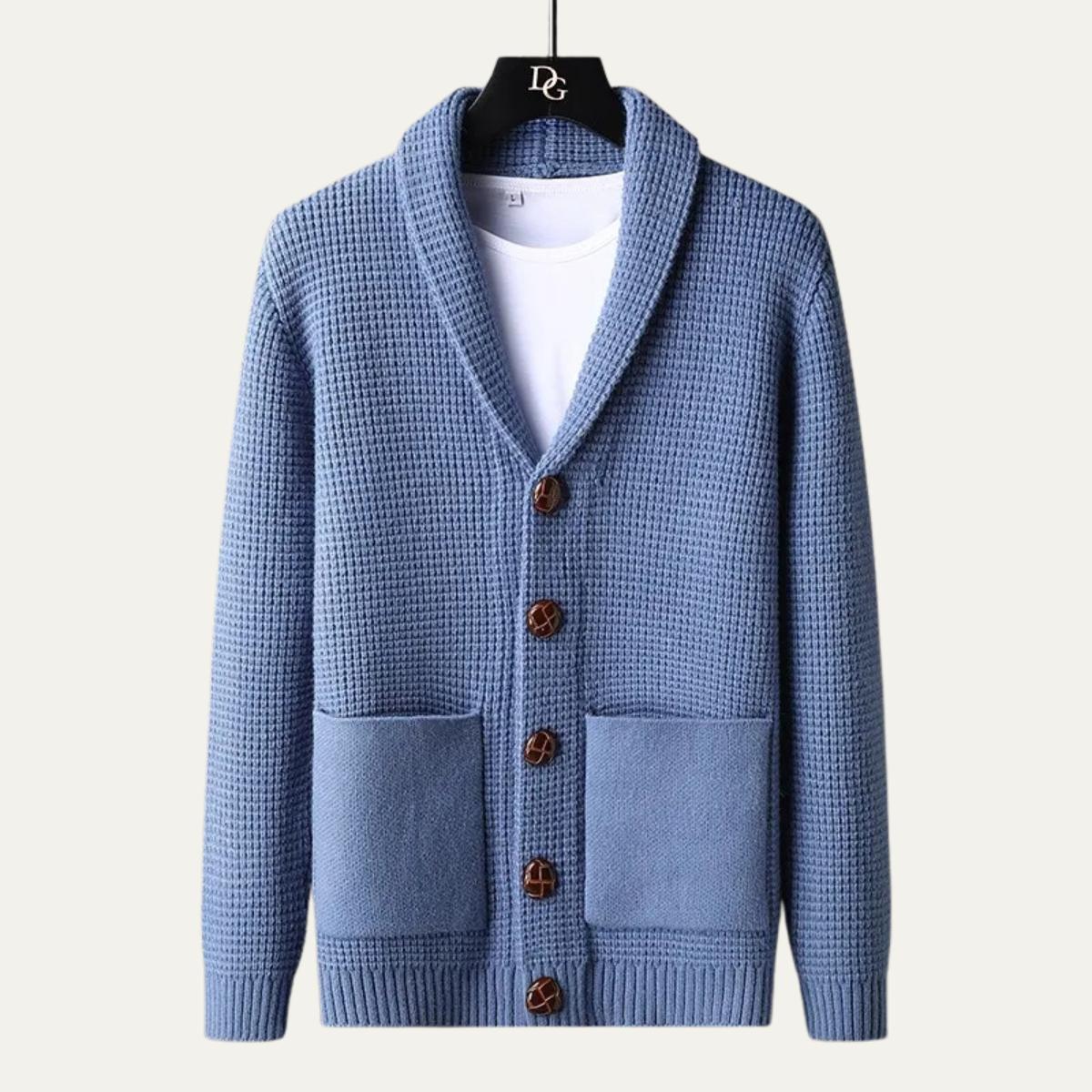 The Parisian Men's Thick Knit Shawl Collar Button Up Cardigan