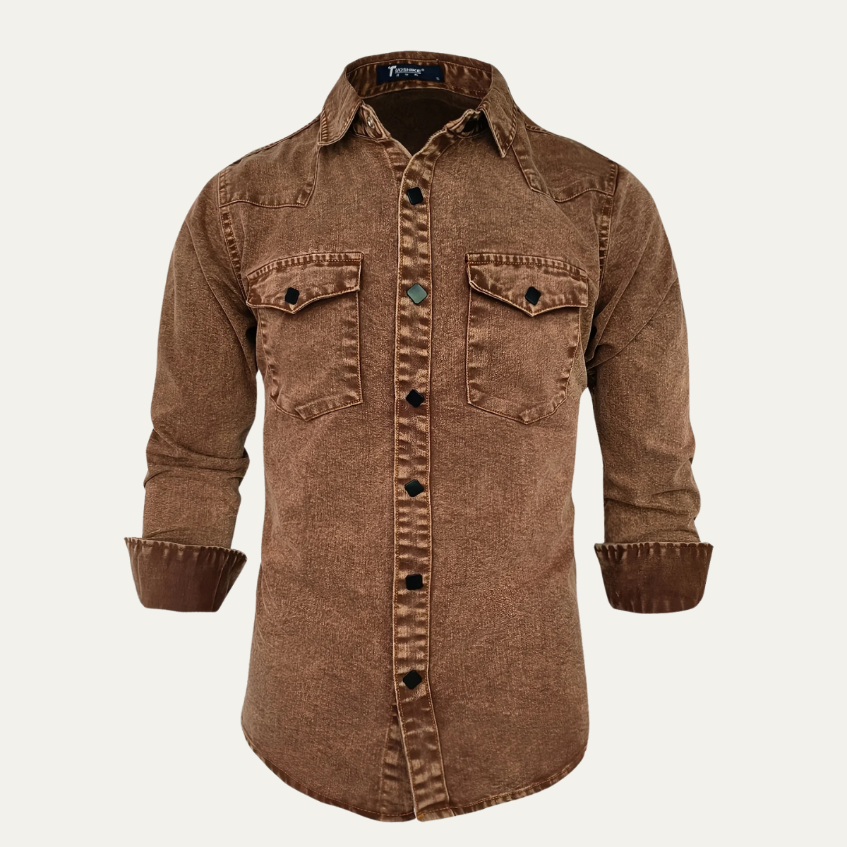 The Foxhaven Men’s Brown Vintage Washed Denim Shirt