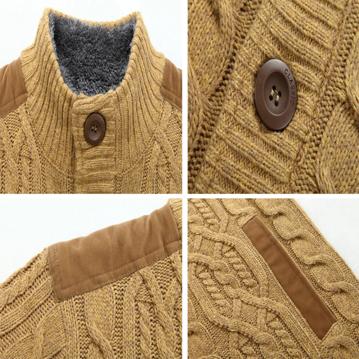 The Ellington Men’s Winter Fleece Cardigan – Knitted Wool Knit Zip Up