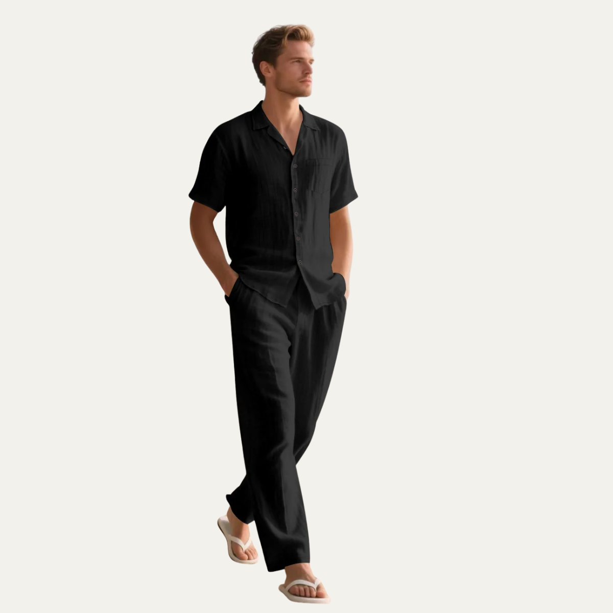 The Meadowfall Men’s Linen Trendy Summer Set – Shirt & Pants