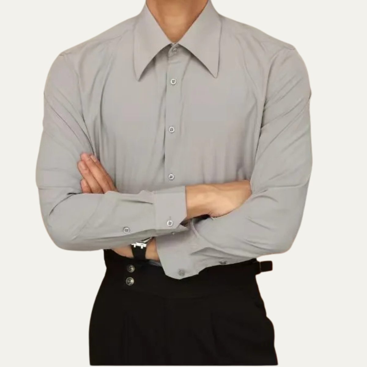 The Mandello Men’s Slim Fit Pointed Collar Trendy Dress Shirt