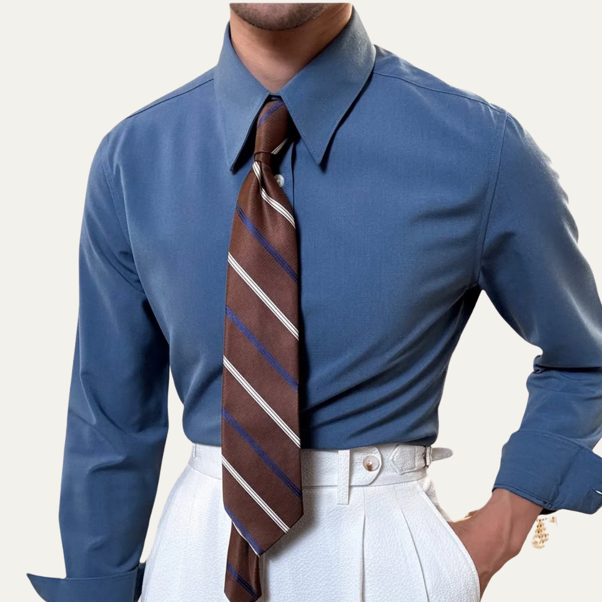 The Mandello Men’s Slim Fit Pointed Collar Trendy Dress Shirt
