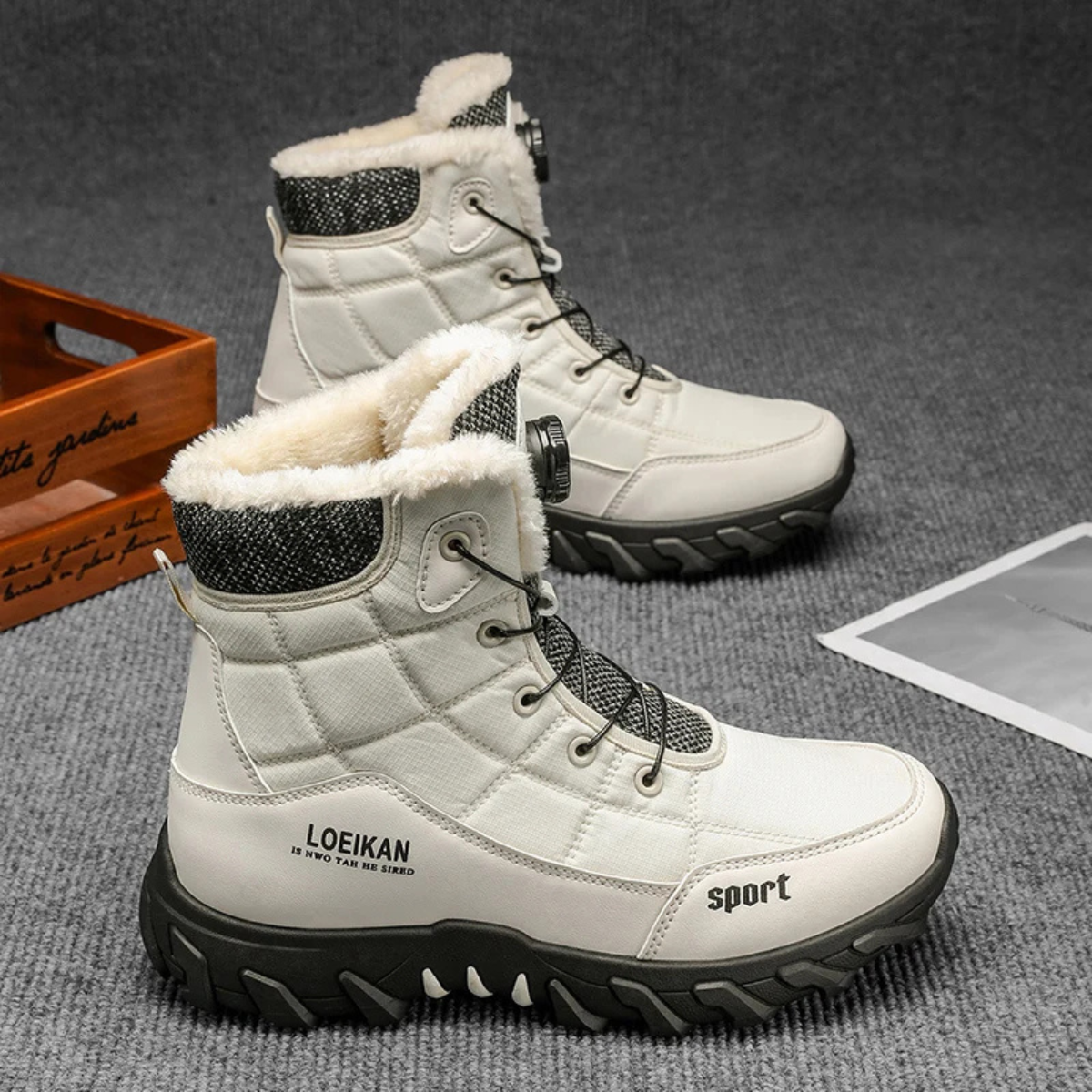 The Tivoli Men’s Warm Fur Lined Waterproof Lace Up Anti Slip Snow Boots