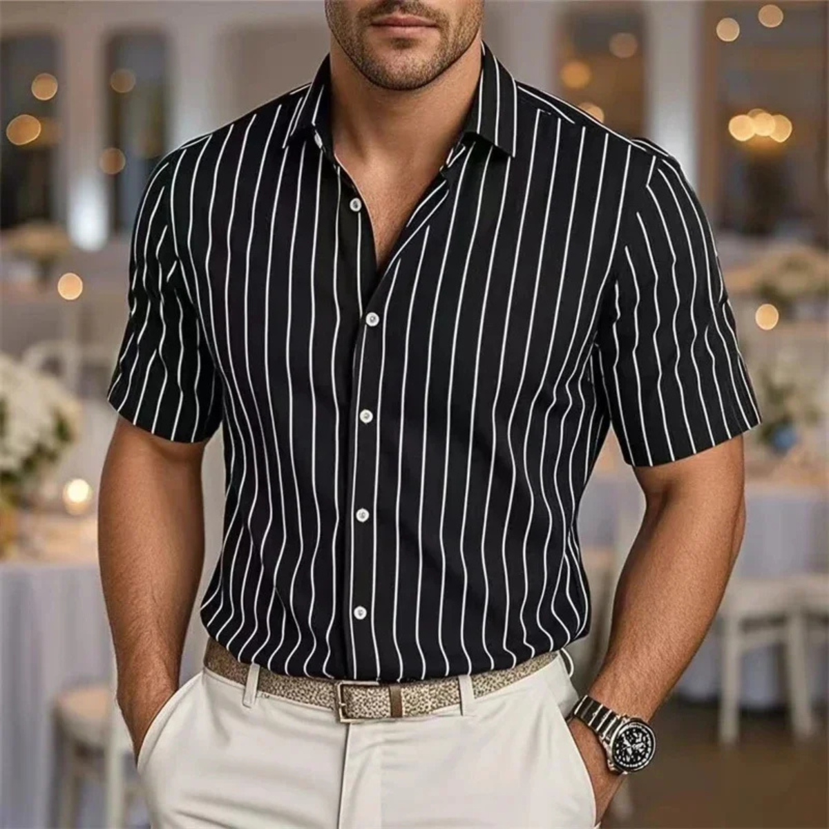 The Franciacorta Men’s Striped Casual Breathable Summer Shirt