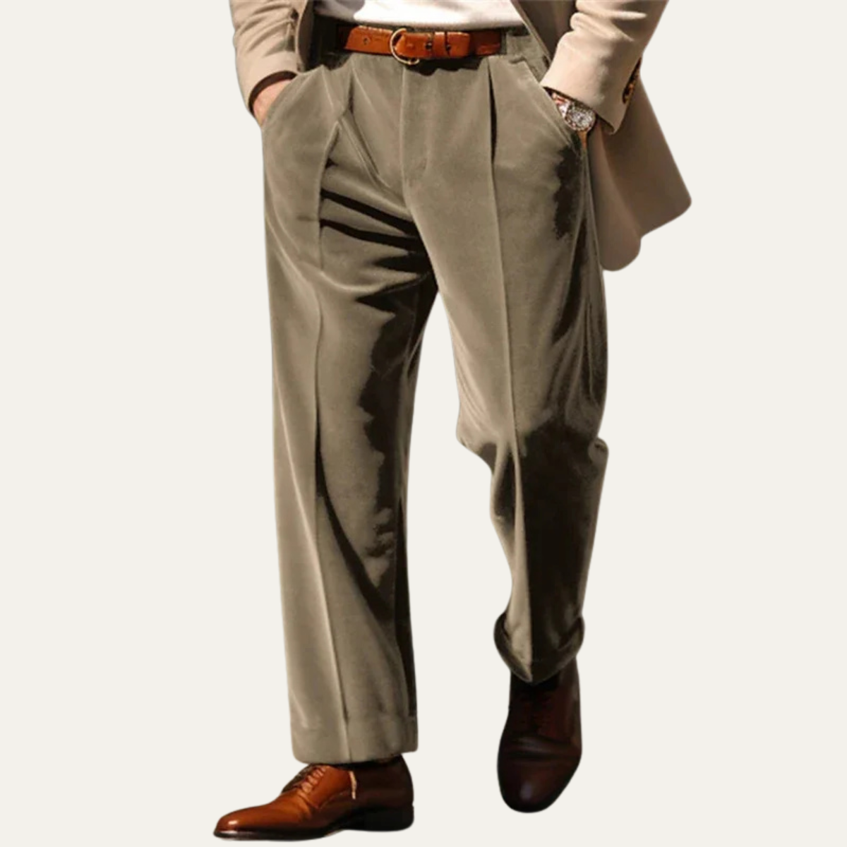 The Garda Porto Men’s Solid Color Velvet Straight Fit Pants